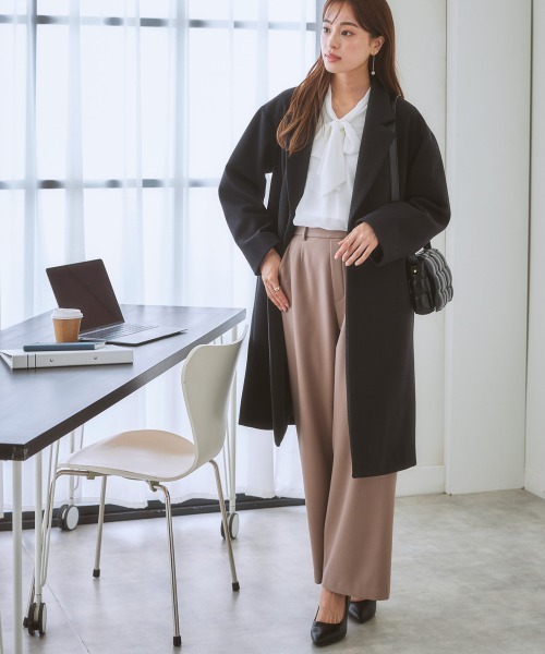 7days Life Styling（セブンデイズライフスタイリング）の「【あったか裏地付】リボンタイブラウス（シャツ/ブラウス・レディース・グレー/ライトベージュ/オフホワイト/ネイビー/パープル系・L/M/S/3L/LL）」の11枚目の写真
