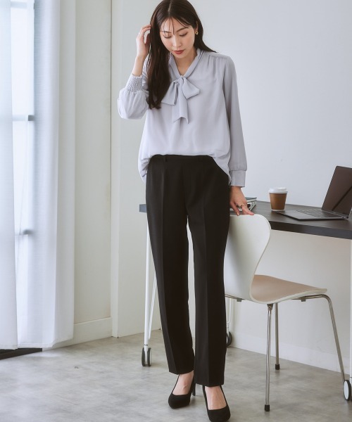 7days Life Styling（セブンデイズライフスタイリング）の「【あったか裏地付】リボンタイブラウス（シャツ/ブラウス・レディース・グレー/ライトベージュ/オフホワイト/ネイビー/パープル系・L/M/S/3L/LL）」の14枚目の写真