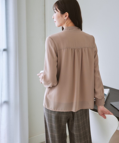 7days Life Styling（セブンデイズライフスタイリング）の「【あったか裏地付】リボンタイブラウス（シャツ/ブラウス・レディース・グレー/ライトベージュ/オフホワイト/ネイビー/パープル系・L/M/S/3L/LL）」の22枚目の写真