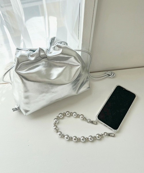 LOWRYS FARM（ローリーズファーム）の「ボールチェーンキンチャクバック　987398（ショルダーバッグ・レディース・ブラック/シルバー・FREE）」の10枚目の写真