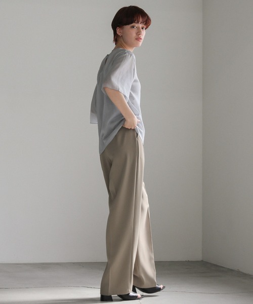 select MOCA（セレクトモカ）の「ラメシアーハーフスリーブブラウス（シャツ/ブラウス・レディース・ライトグレー/ライトグリーン/アイボリー/サックスブルー・FREE）」の21枚目の写真