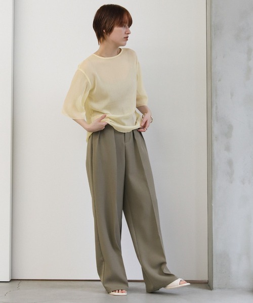 select MOCA（セレクトモカ）の「ラメシアーハーフスリーブブラウス（シャツ/ブラウス・レディース・ライトグレー/ライトグリーン/アイボリー/サックスブルー・FREE）」の8枚目の写真