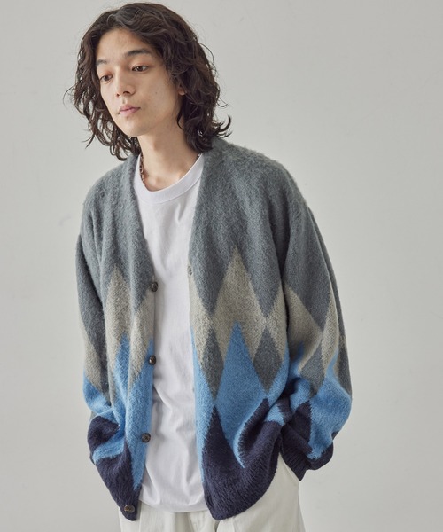 j.n.r.d(ジェー・エヌ・アール・ディー)の「j.n.r.d/アーガイルシャギーカーディガン(カーディガン/ボレロ・メンズ・ブラック/グレー/ベージュ・L/M)」の8枚目の写真