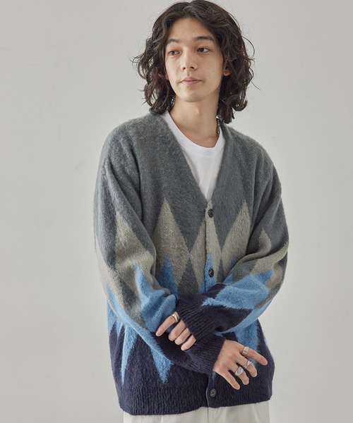 j.n.r.d(ジェー・エヌ・アール・ディー)の「j.n.r.d/アーガイルシャギーカーディガン(カーディガン/ボレロ・メンズ・ブラック/グレー/ベージュ・L/M)」の10枚目の写真