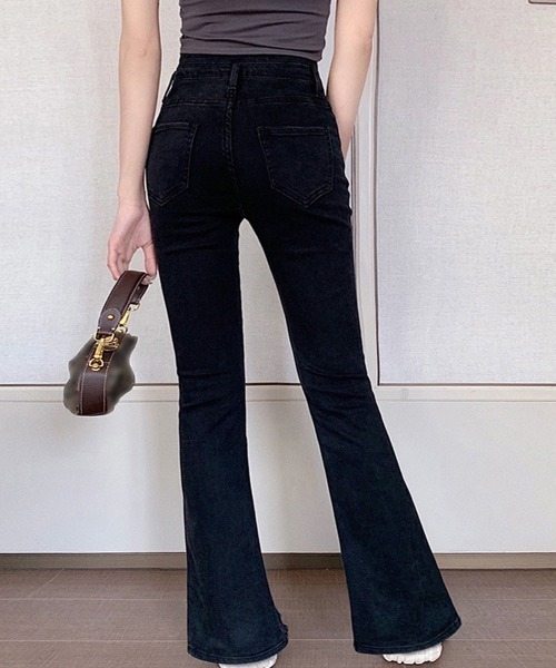 Miniministore(ミニミニストア)の「ハイウエスト デニムパンツ スリット韓国(デニムパンツ・レディース・ブラック/サックスブルー・27/28/29/30)」の6枚目の写真