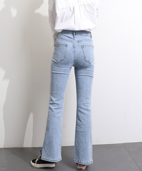 Miniministore(ミニミニストア)の「ハイウエスト デニムパンツ スリット韓国(デニムパンツ・レディース・ブラック/サックスブルー・27/28/29/30)」の8枚目の写真