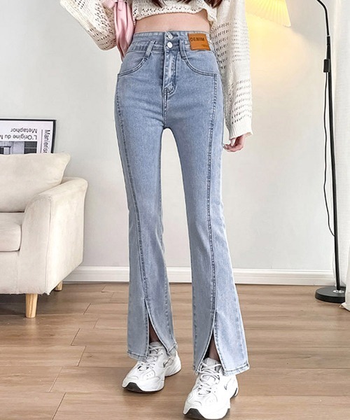 Miniministore(ミニミニストア)の「ハイウエスト デニムパンツ スリット韓国(デニムパンツ・レディース・ブラック/サックスブルー・27/28/29/30)」の18枚目の写真