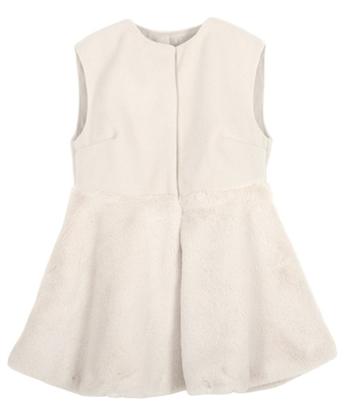 KOBE LETTUCE（コウベレタス）の「フェイクウール×ファーペプラムベスト（ベスト・レディース・ホワイト系/グレー/ブラック/ネイビー/ブラウン・M）」の15枚目の写真