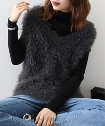 &soiree Vネックモヘアライクニットベスト