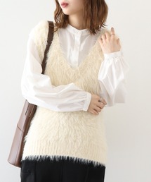&soiree Vネックモヘアライクニットベスト