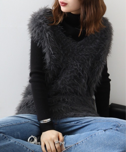 ニット セーター ＆soiree Vネックモヘアライクニットベスト レディース ＆soiree ニット セーター Vネックモヘアライクニットベスト