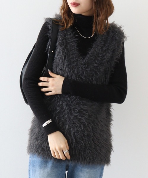 【セール】&soiree Vネックモヘアライクニットベスト（ニット/セーター）｜＆soiree（アンドソワレ）