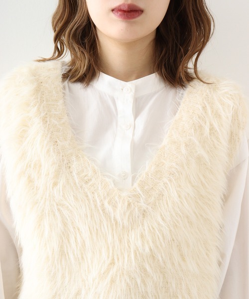 【セール】&soiree Vネックモヘアライクニットベスト（ニット/セーター）｜＆soiree（アンドソワレ）