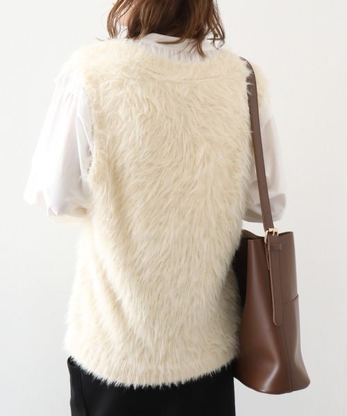 【セール】&soiree Vネックモヘアライクニットベスト（ニット/セーター）｜＆soiree（アンドソワレ）