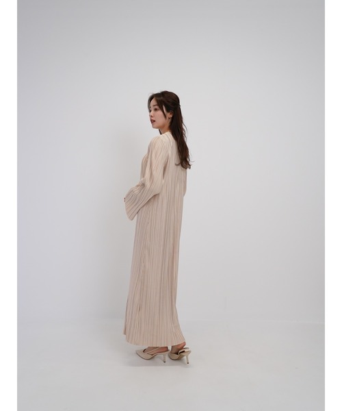 Cla STEllaR(クラステラ)の「プリーツ ロング ドレス 長袖 ワンピース(ワンピース・レディース・ブラック/ライトベージュ/ブラウン・S/M)」の21枚目の写真
