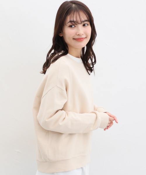 Honeys（ハニーズ）の「スウェットゆるトップス（スウェット・レディース・ピンク/杢グレー/スミクロ/ブラック/ライトグリーン/アイボリー/ベージュ・3L/L/LL/S/M）」の5枚目の写真