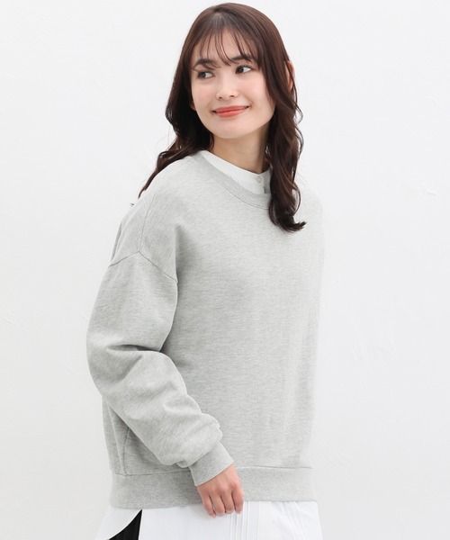 Honeys（ハニーズ）の「スウェットゆるトップス（スウェット・レディース・ピンク/杢グレー/スミクロ/ブラック/ライトグリーン/アイボリー/ベージュ・3L/L/LL/S/M）」の4枚目の写真