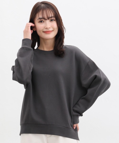 Honeys（ハニーズ）の「スウェットゆるトップス（スウェット・レディース・ピンク/杢グレー/スミクロ/ブラック/ライトグリーン/アイボリー/ベージュ・3L/L/LL/S/M）」の3枚目の写真