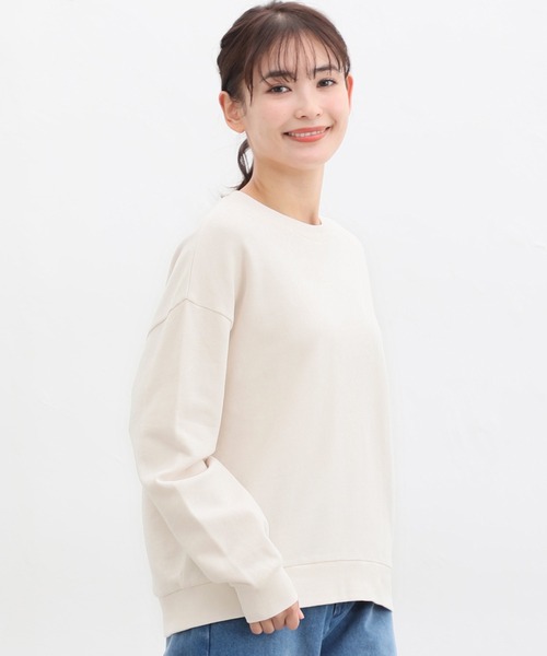 Honeys（ハニーズ）の「スウェットゆるトップス（スウェット・レディース・ピンク/杢グレー/スミクロ/ブラック/ライトグリーン/アイボリー/ベージュ・3L/L/LL/S/M）」の2枚目の写真