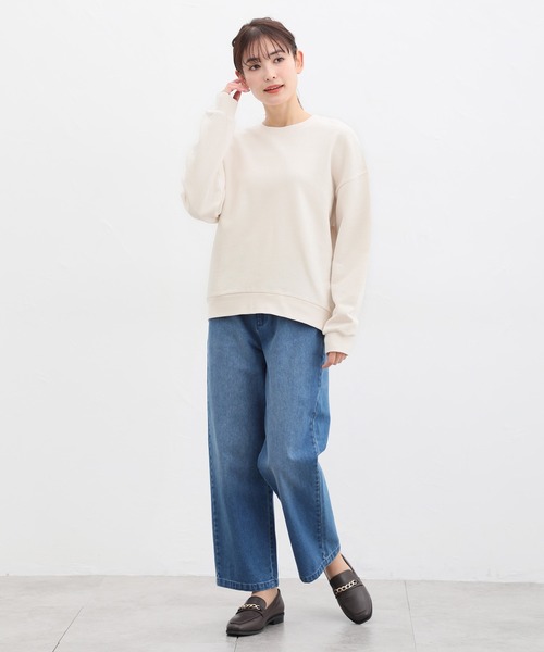 Honeys（ハニーズ）の「スウェットゆるトップス（スウェット・レディース・ピンク/杢グレー/スミクロ/ブラック/ライトグリーン/アイボリー/ベージュ・3L/L/LL/S/M）」の8枚目の写真