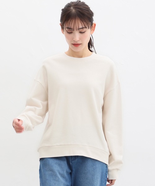 Honeys（ハニーズ）の「スウェットゆるトップス（スウェット・レディース・ピンク/杢グレー/スミクロ/ブラック/ライトグリーン/アイボリー/ベージュ・3L/L/LL/S/M）」の9枚目の写真