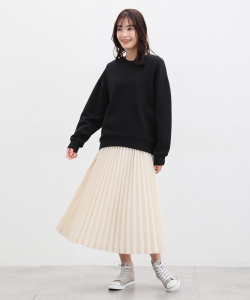 Honeys（ハニーズ）の「スウェットゆるトップス（スウェット・レディース・ピンク/杢グレー/スミクロ/ブラック/ライトグリーン/アイボリー/ベージュ・3L/L/LL/S/M）」の10枚目の写真