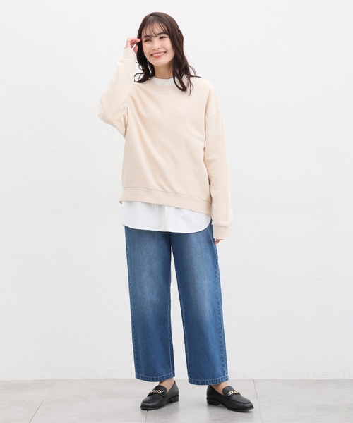 Honeys（ハニーズ）の「スウェットゆるトップス（スウェット・レディース・ピンク/杢グレー/スミクロ/ブラック/ライトグリーン/アイボリー/ベージュ・3L/L/LL/S/M）」の21枚目の写真