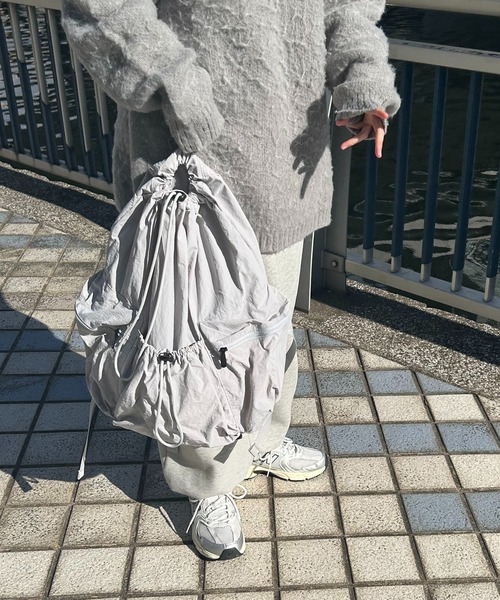 WEGO(ウィゴー)の「WEGO/ドロストデザインリュック(バックパック/リュック・レディース・ブラック/アイボリー/ライトグレー・FREE)」の3枚目の写真