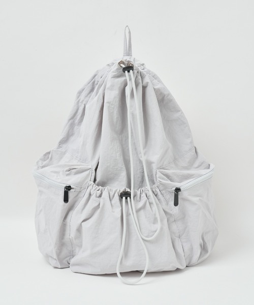 WEGO(ウィゴー)の「WEGO/ドロストデザインリュック(バックパック/リュック・レディース・ブラック/アイボリー/ライトグレー・FREE)」の5枚目の写真