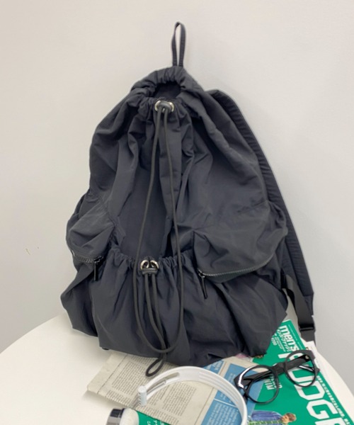 WEGO(ウィゴー)の「WEGO/ドロストデザインリュック(バックパック/リュック・レディース・ブラック/アイボリー/ライトグレー・FREE)」の21枚目の写真