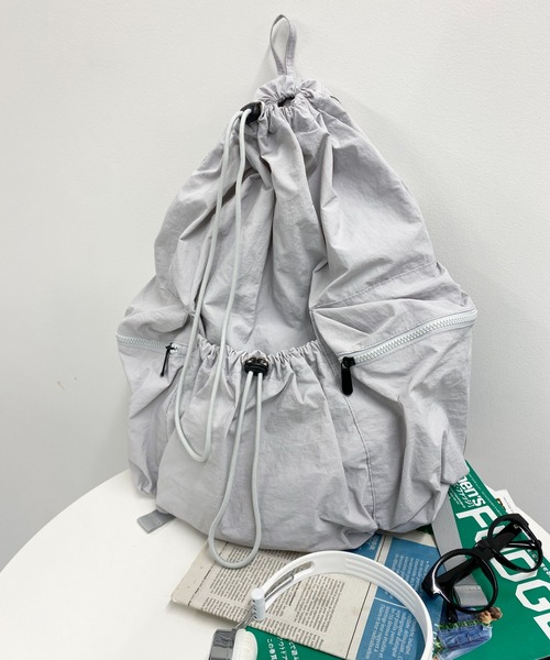 WEGO(ウィゴー)の「WEGO/ドロストデザインリュック(バックパック/リュック・レディース・ブラック/アイボリー/ライトグレー・FREE)」の22枚目の写真