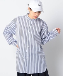 【ROYAL NAVY】バンドカラーシャツ　ストライプ柄