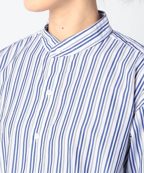 Grand PARK（グランドパーク）の「【ROYAL NAVY】バンドカラーシャツ　ストライプ柄（シャツ/ブラウス・レディース・ブルー系/ホワイト系・FREE）」の7枚目の写真