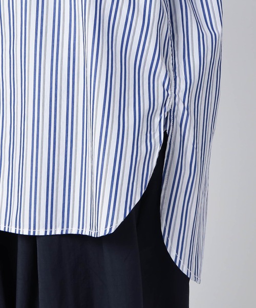 Grand PARK（グランドパーク）の「【ROYAL NAVY】バンドカラーシャツ　ストライプ柄（シャツ/ブラウス・レディース・ブルー系/ホワイト系・FREE）」の9枚目の写真