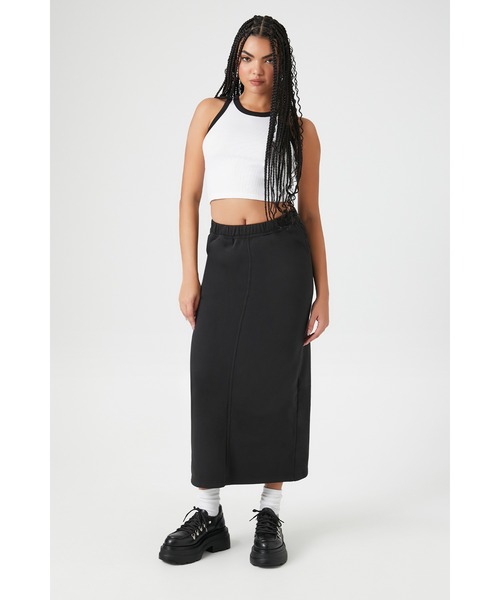 FOREVER 21（フォーエバー トゥエンティーワン）の「裏毛ロングスカート（スカート・レディース・グレー/ブラック・SMALL/MEDIUM）」の3枚目の写真