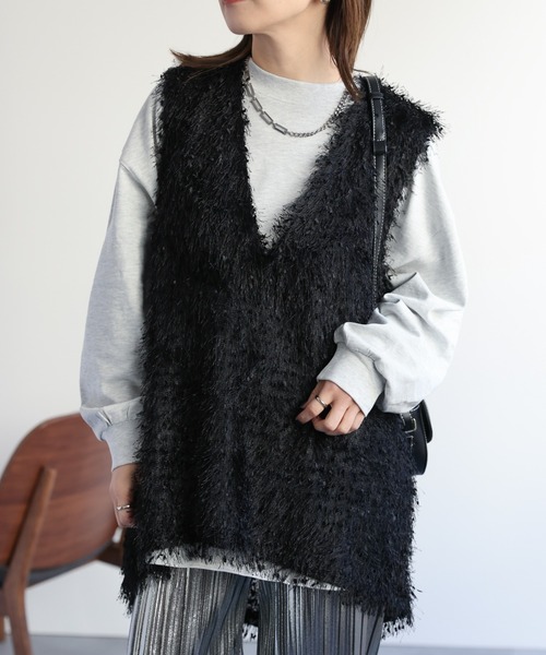 セール】ディープVネックフリンジベスト（ベスト）｜ap retro