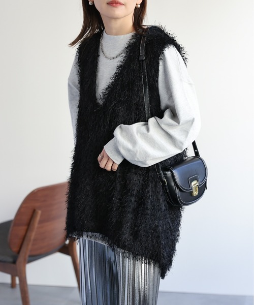 セール】ディープVネックフリンジベスト（ベスト）｜ap retro