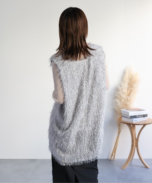 アメリカ産Pioneer Wear グレー フリンジ ベスト ドレスプラス DRESS+ ベスト フリンジベスト 前後2WAY ショート丈