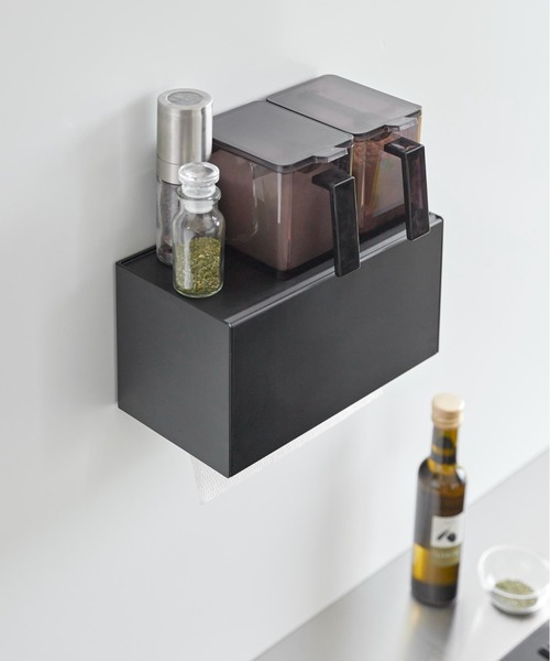 tower（タワー）の「tower(タワー) マグネットトレー付きペーパータオルディスペンサー（キッチン収納・レディース・ホワイト/ブラック・ONE SIZE）」の8枚目の写真