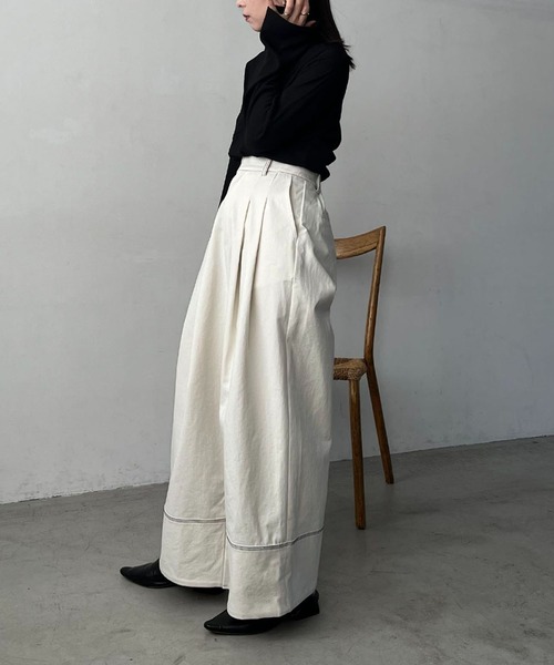 CAPRICIEUX LE'MAGE（カプリシューレマージュ）の「ステッチワイドパンツ（その他パンツ・レディース・ベージュ/ホワイト・36/38）」の11枚目の写真