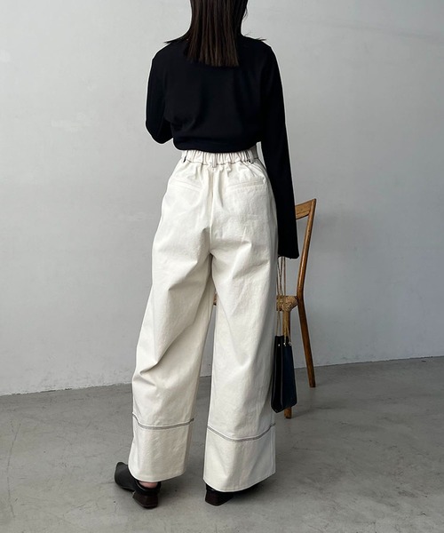 CAPRICIEUX LE'MAGE（カプリシューレマージュ）の「ステッチワイドパンツ（その他パンツ・レディース・ベージュ/ホワイト・36/38）」の12枚目の写真