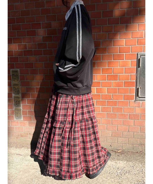 セール】《カラバリ豊富◎》タータンチェックティアードスカート