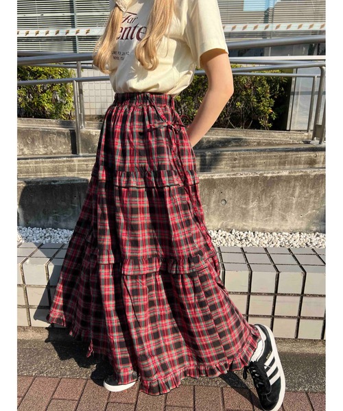 WC(ダブル シー)の「《カラバリ豊富◎》タータンチェックティアードスカート(スカート・レディース・ベージュ/ネイビー/レッド/ブラック・FREE)」の15枚目の写真