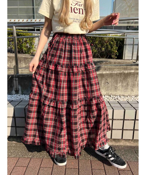 WC(ダブル シー)の「《カラバリ豊富◎》タータンチェックティアードスカート(スカート・レディース・ベージュ/ネイビー/レッド/ブラック・FREE)」の18枚目の写真