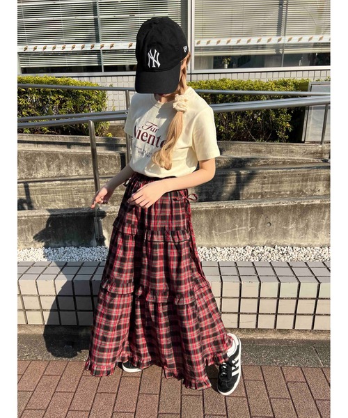 セール】《カラバリ豊富◎》タータンチェックティアードスカート