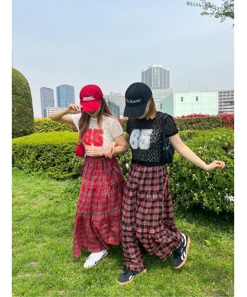 カラバリ豊富◎》タータンチェックティアードスカート（スカート