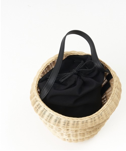 Odds（オッズ）の「odds/オッズ　BAUM WIKKER BAG　かごバッグ　od241-0614（ハンドバッグ・レディース・ブラック/ナチュラル・FREE）」の4枚目の写真