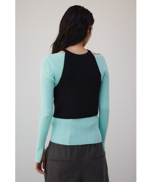 【PLUS】シアーレイヤードニットトップス/レディース/トップス ニット  長袖 ブランド AZUL PLUS AZUL BY MOUSSY 【PLUS】シアーレイヤードニットトップス