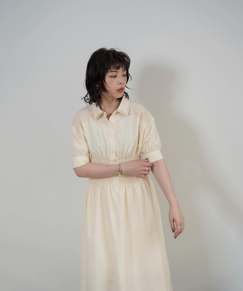 mimi toujours（ミミトゥジュール）の「ダブルカラー シャーリング シャツ ワンピース mimi toujours×itsPeachi（ワンピース・レディース・クリーム/ミント・M）」の16枚目の写真