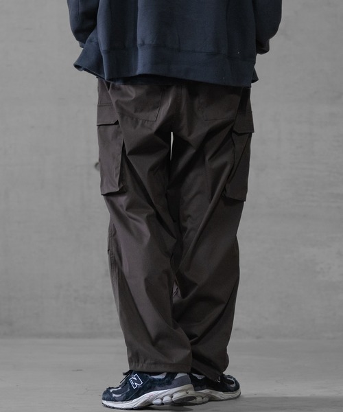 セール】【t】ナチュラルストレッチ 裾ドローコードワイドカーゴパンツ